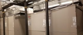 Mechanical heating and cooling equipment inside FCT's headquarter building.